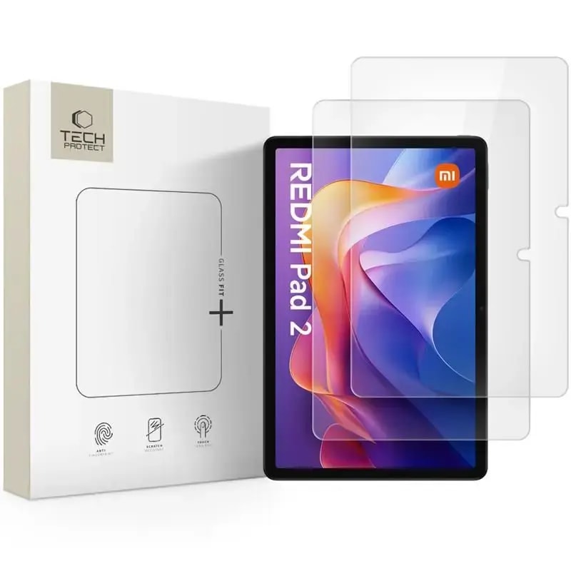 Kaitseklaas Tech-Protect Glass Fit+ Redmi Pad 2 / Pad SE 11″, 2 tk, läbipaistev