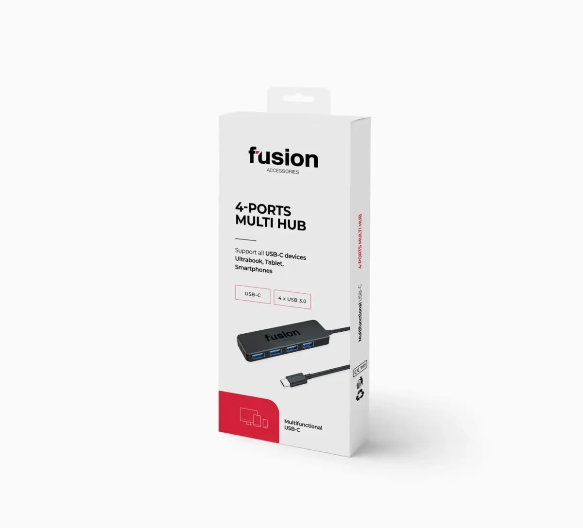 USB-jagaja Fusion 4-in-1, USB-C – 4 × USB 3.0, must