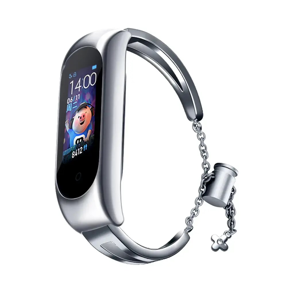 Fusion Metal Bracelet stainless steel band for Xiaomi Mi Band 3/4/5/6, silver
