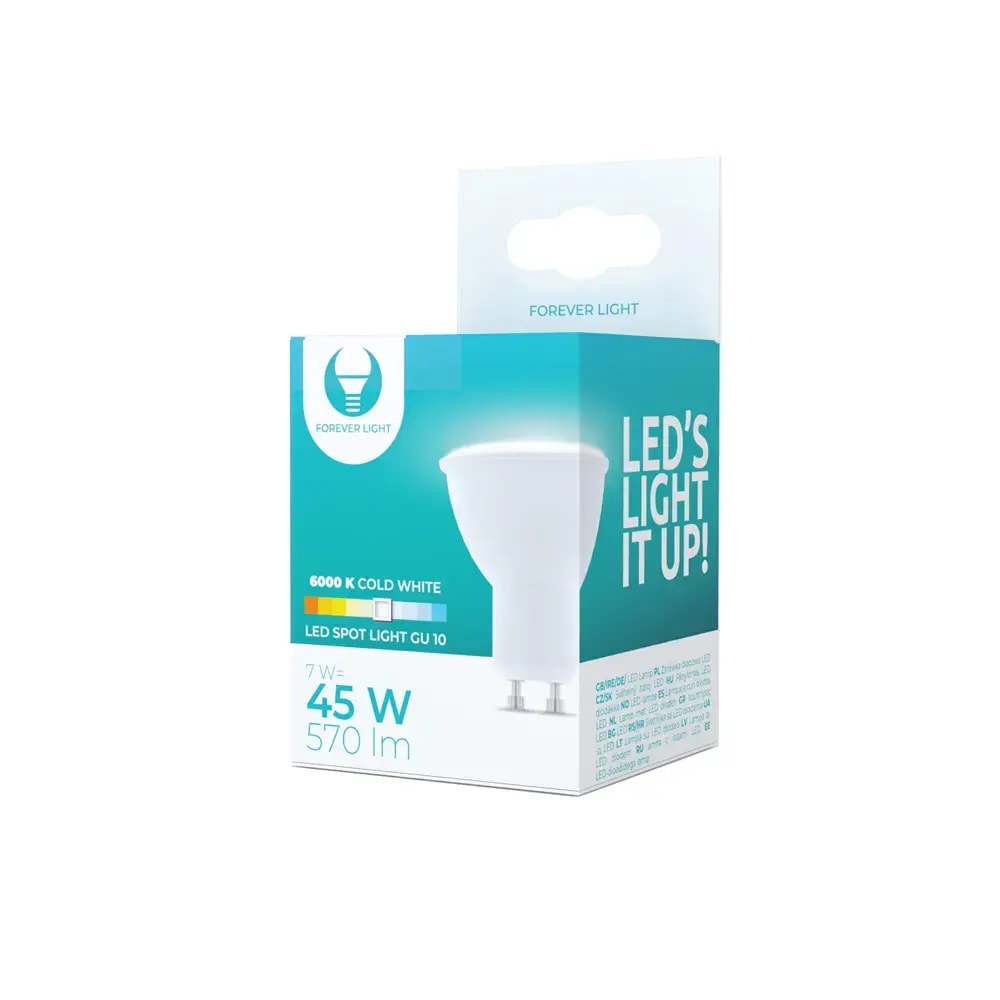 Светодиодная лампа Forever Light GU10, 7 Вт, 6000 К, 570 лм