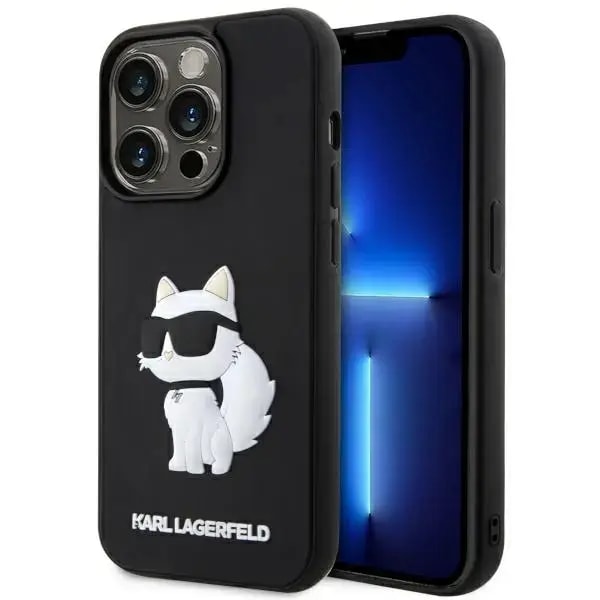 Ümbris iPhone 14 Pro Max, Karl Lagerfeld KLHCP14X3DRKHNK Rubber Choupette 3D, must