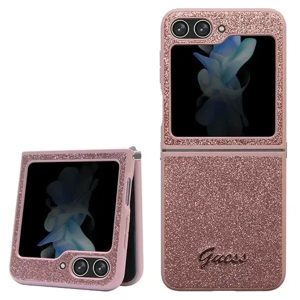 Ümbris Samsung Galaxy Z Flip 5, Guess Glitter Script, roosa