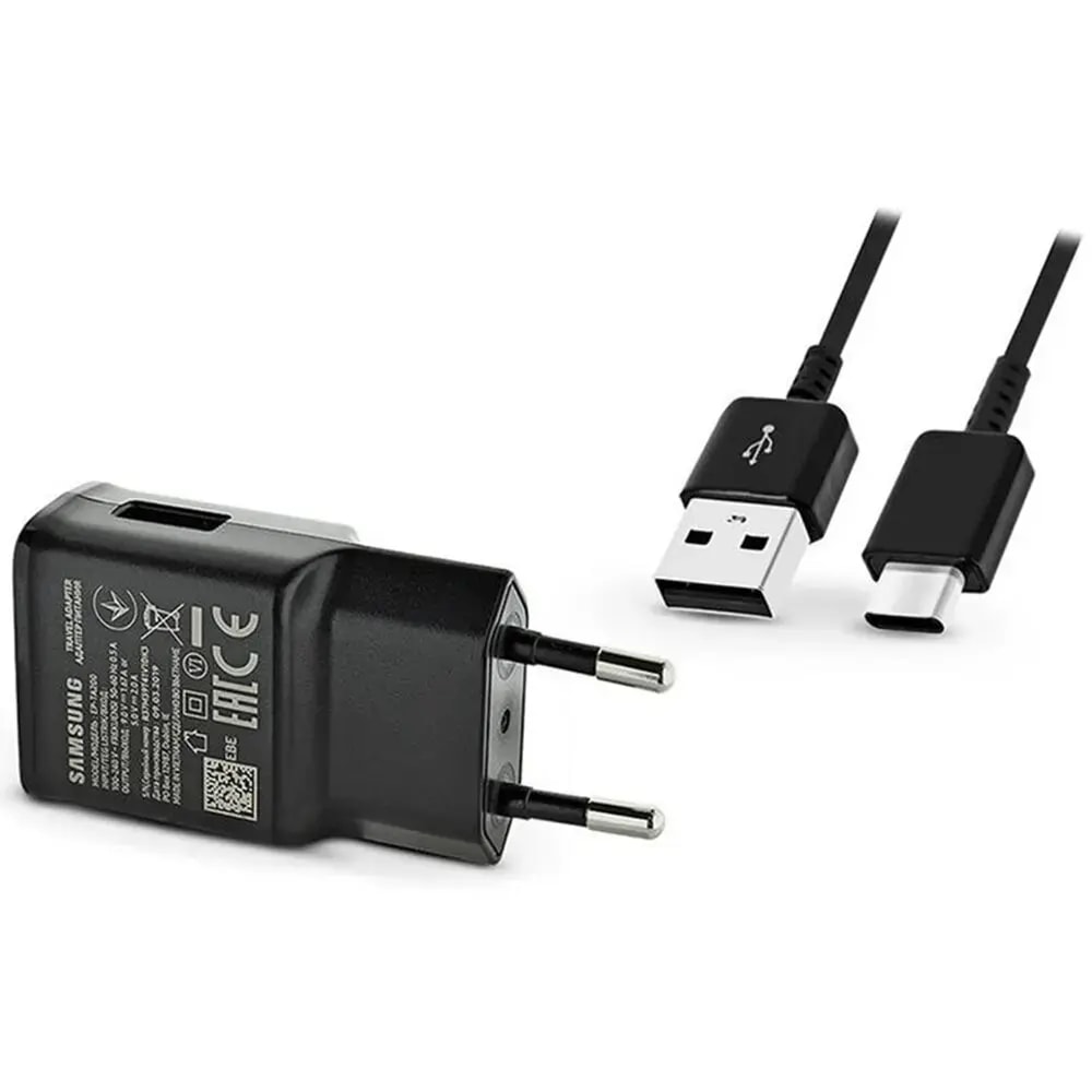 Зарядное устройство Samsung EP-TA200EBE, 15 Вт, USB-A + USB-C, чёрное, OEM20970