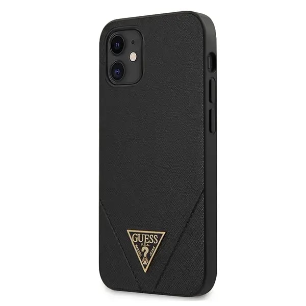 Чехол для iPhone 12 Mini Guess GUHCP12SVSATMLBK Saffiano V Stitch, чёрный
