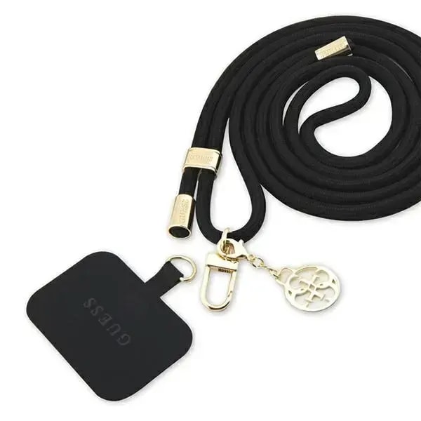 Guess CBDY Cord nylon phone strap with 4G metal charm, black