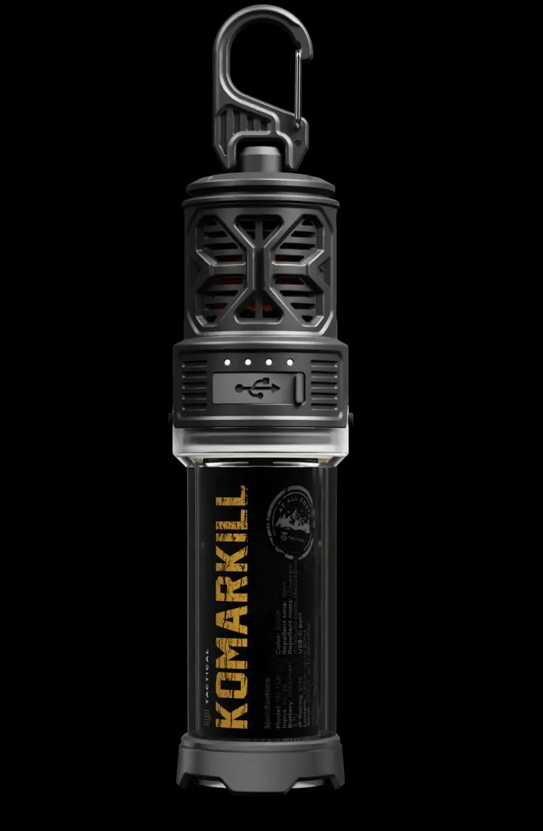 Tactical KomarKill mosquito repeller with LED light and power bank