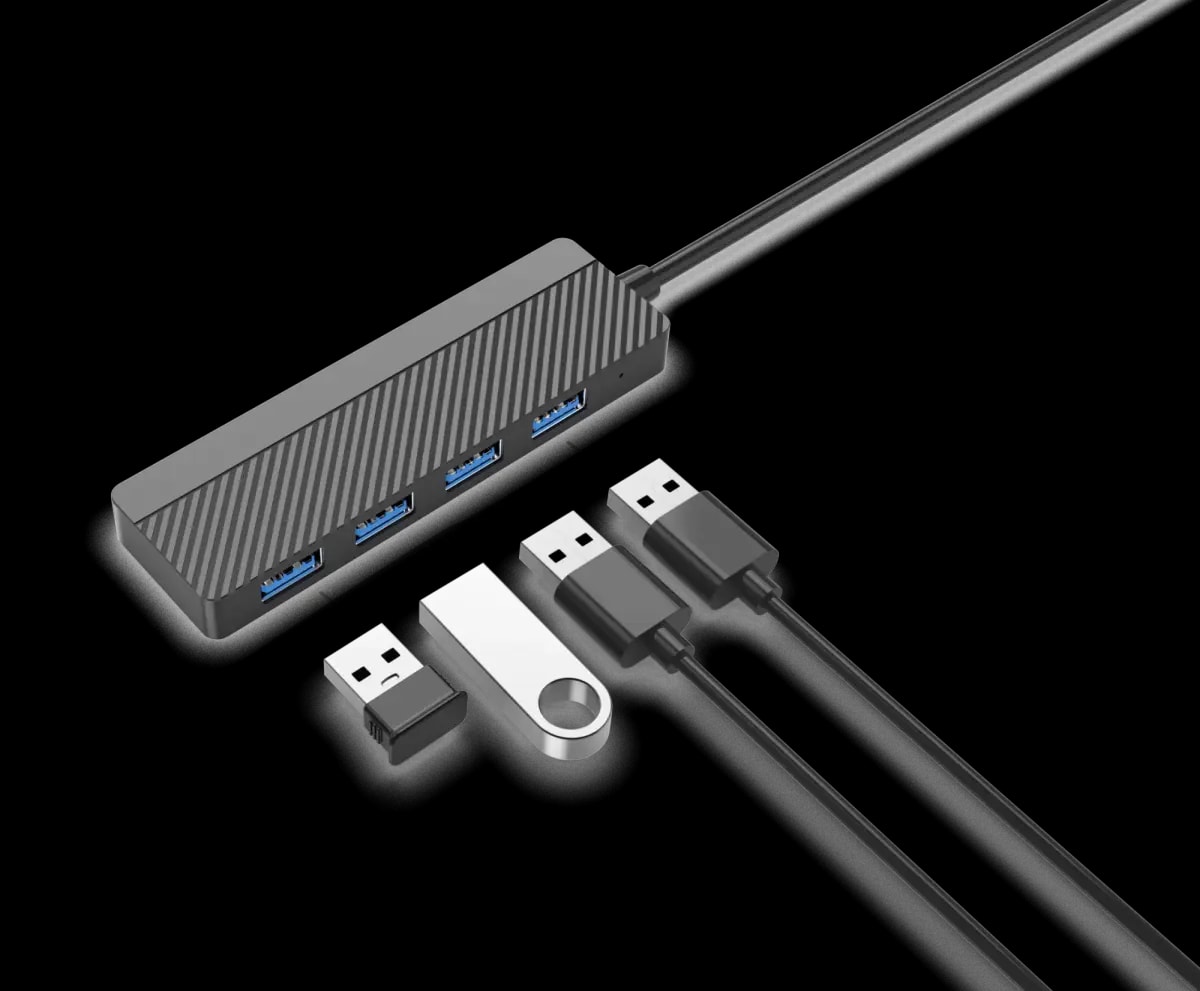 EGA H2 USB-C to 4× USB 3.0 hub, black