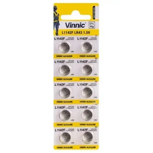 Nööppatareid Vinnic AG12 (LR43), leeliselised, 1,5 V, 10 tk