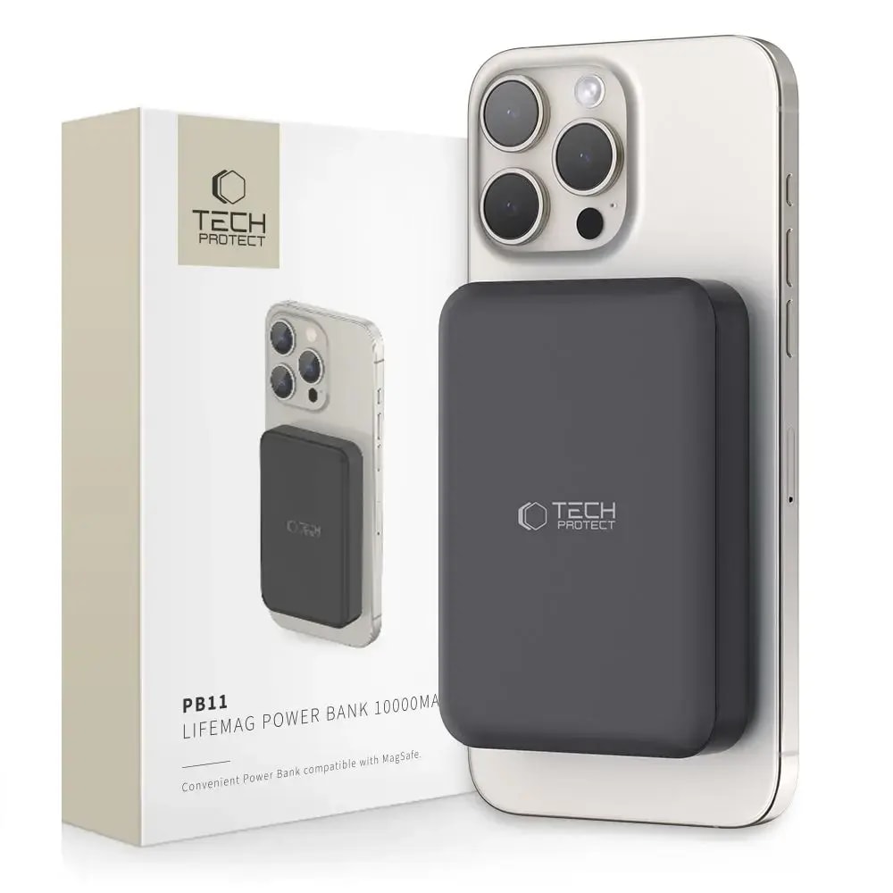 Akupank Tech-Protect LifeMag PB11, 10 000 mAh, 18 W, MagSafe, must
