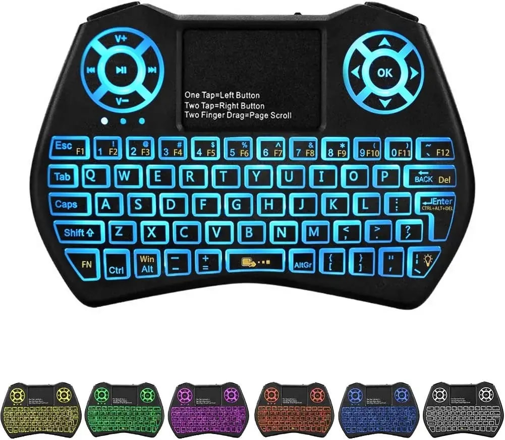 Fusion Round compact wireless keyboard with touchpad, 7-colour light, 2.4 GHz