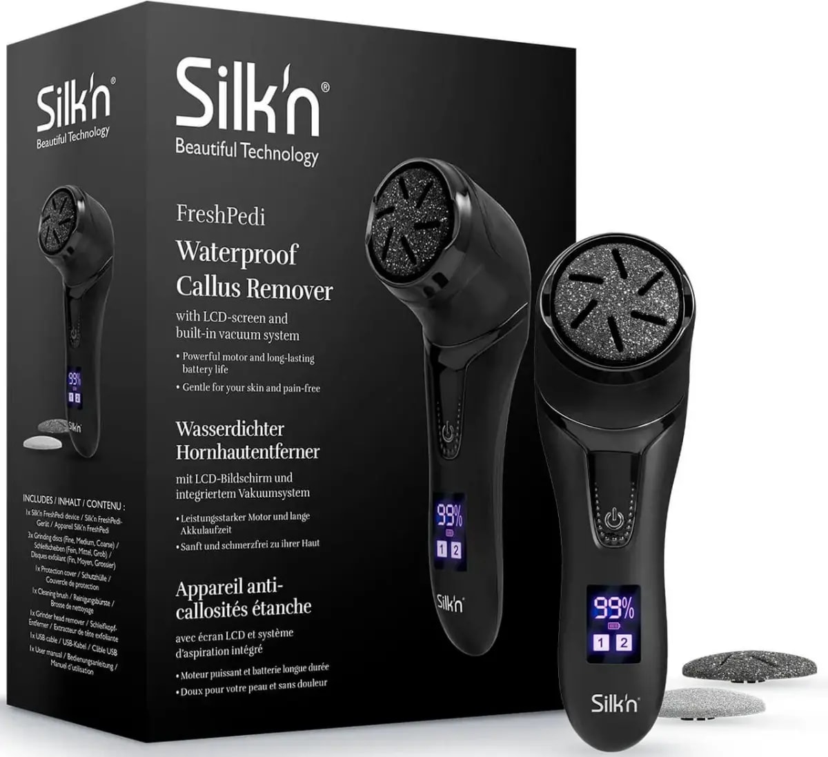 Elektriline jalaviil Silk'n FreshPedi, sisseehitatud imuriga, mattmust