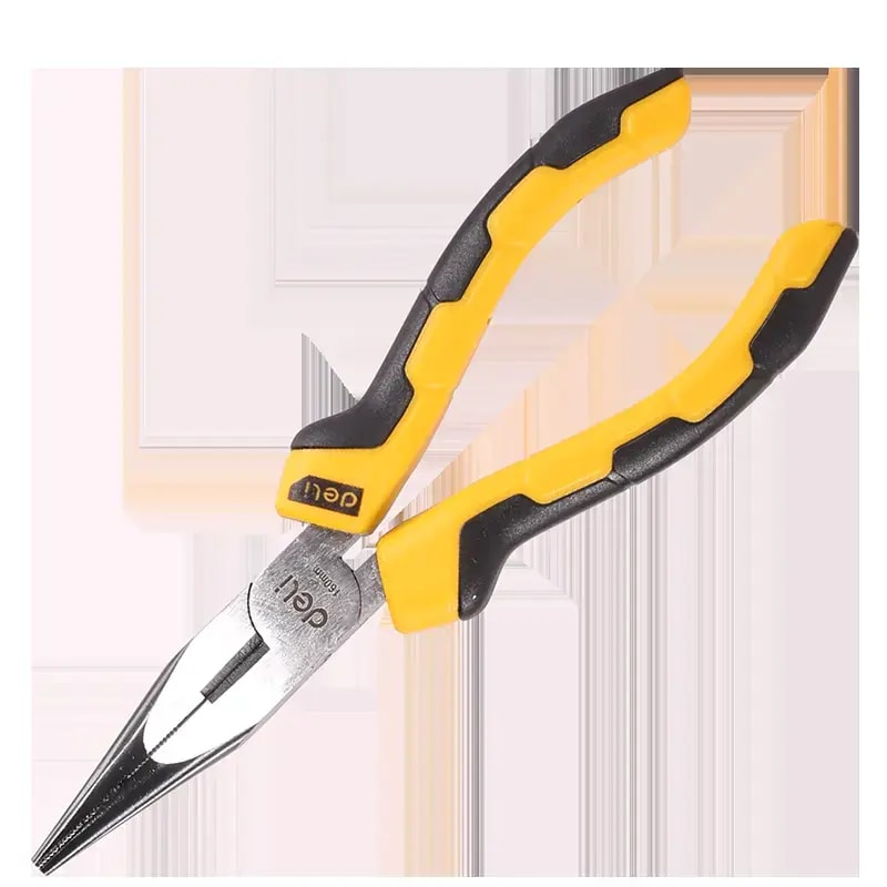 Deli Tools EDL2106 long nose pliers, 6″, 150 mm, yellow