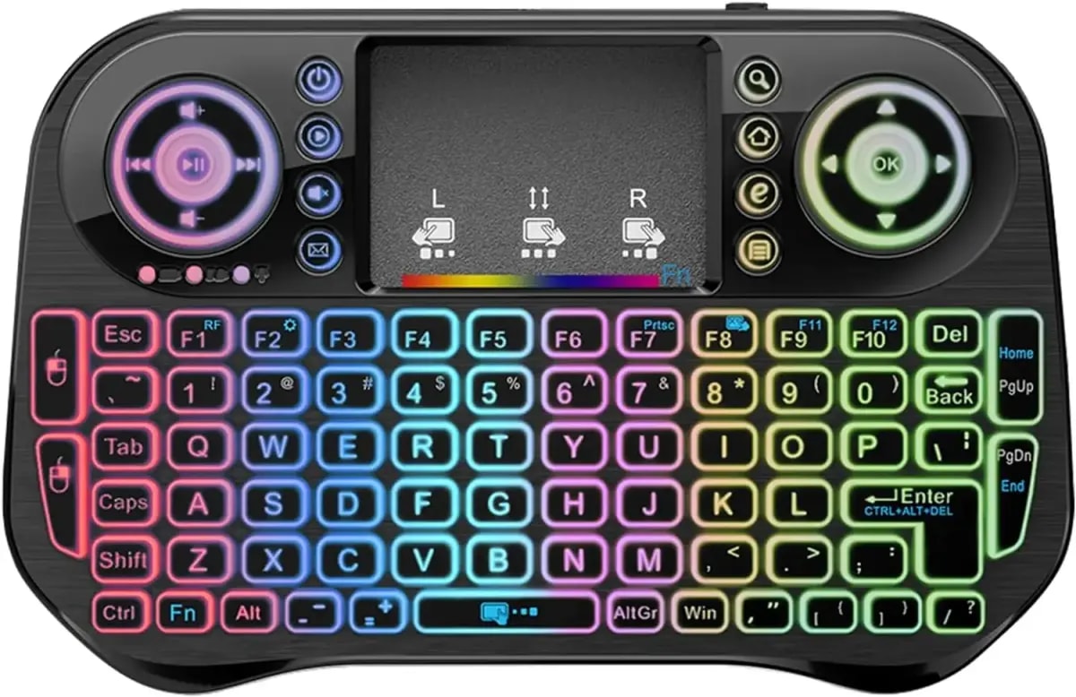 Juhtmevaba klaviatuur Fusion Rainbow puuteplaadiga, RGB 7 värvi, 2,4 GHz