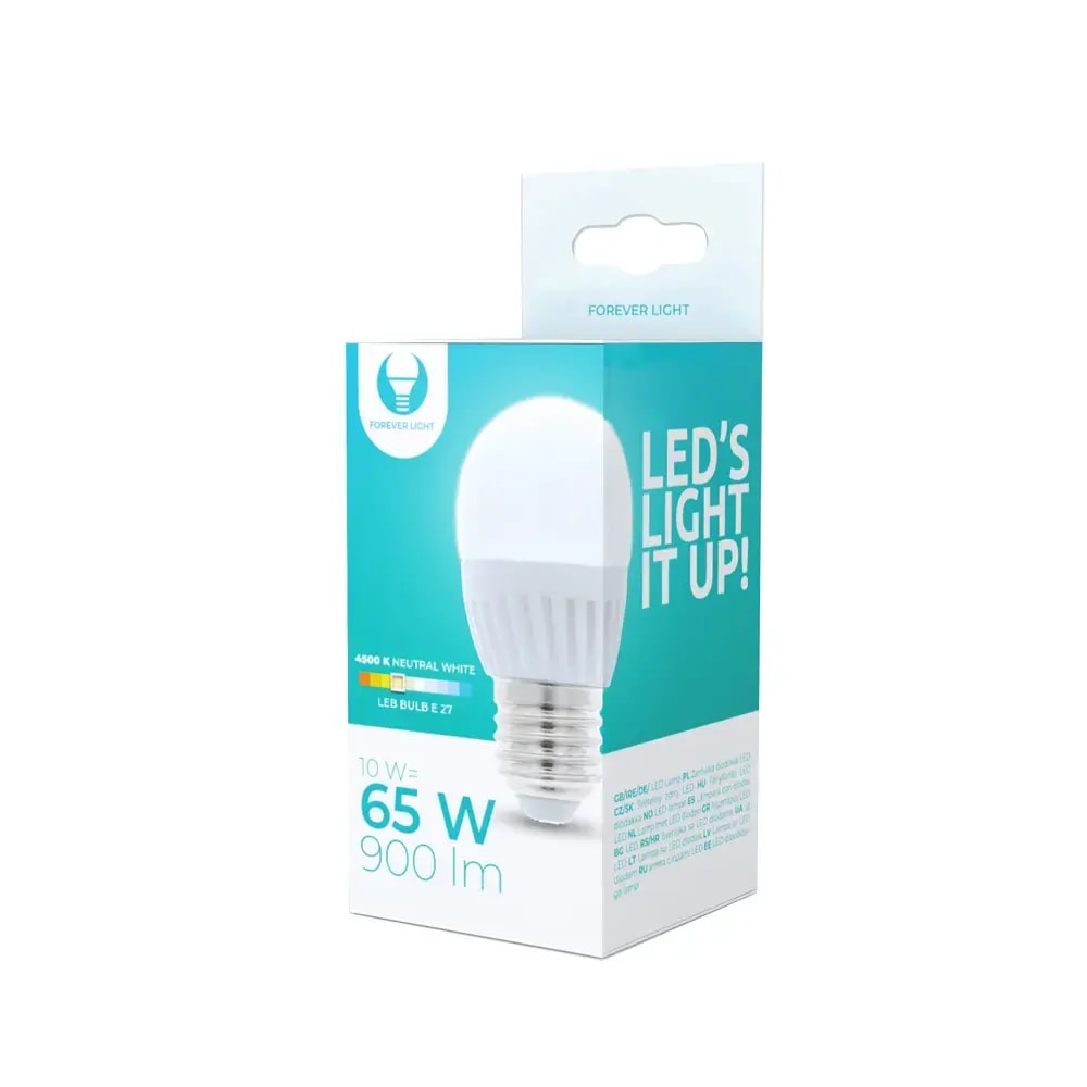 Светодиодная лампа Forever Light E27 G45, 10 Вт, 4500 К, 900 лм