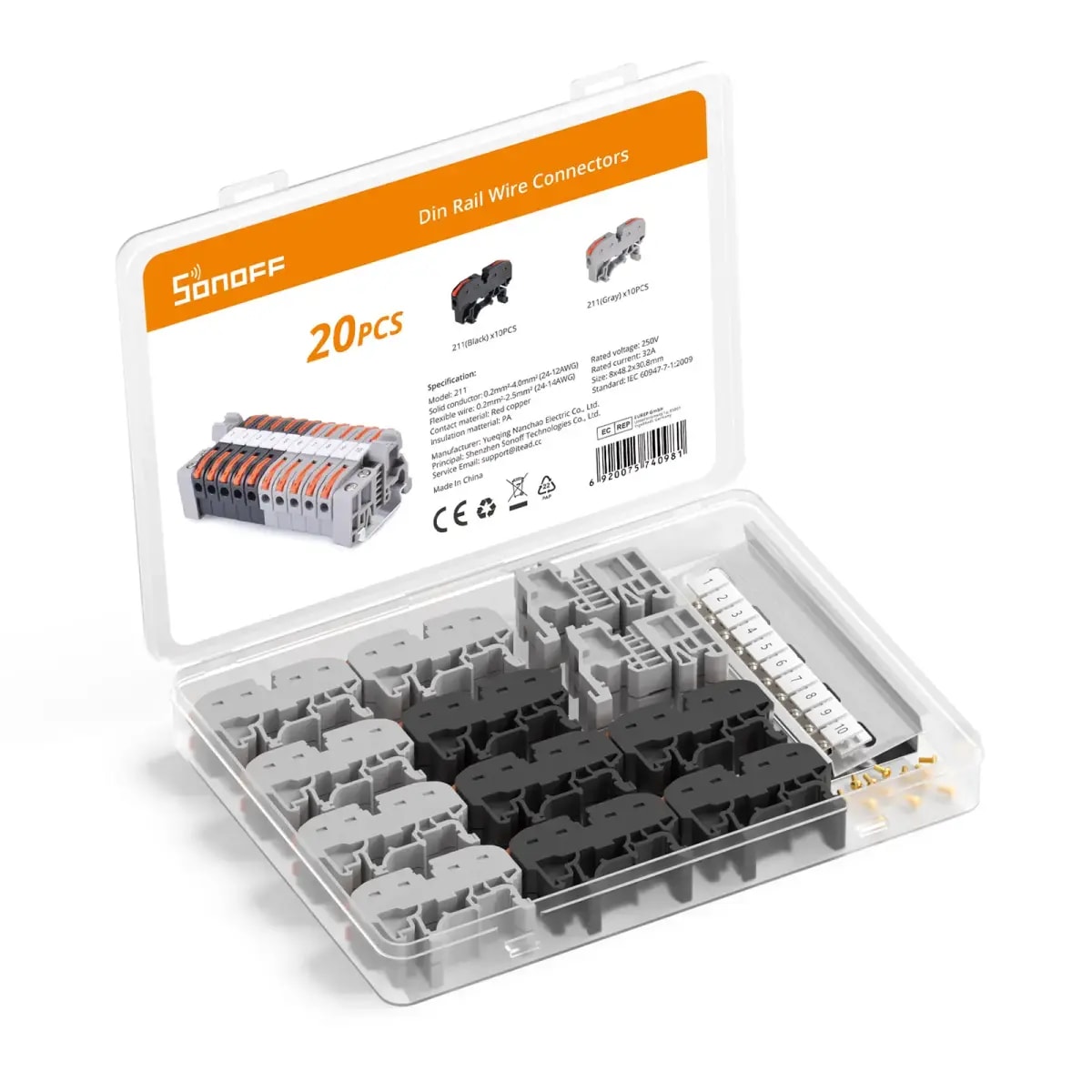 Sonoff 211 DIN rail wire terminal set
