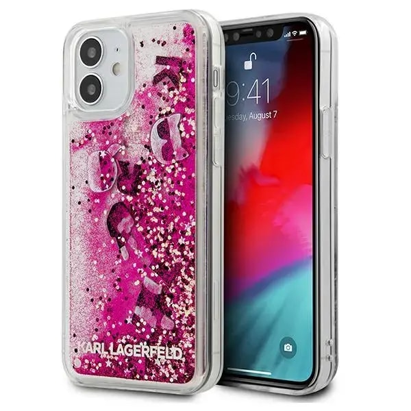Чехол для iPhone 12 Mini Karl Lagerfeld KLHCP12SROPI Liquid Glitter Charms, розовый
