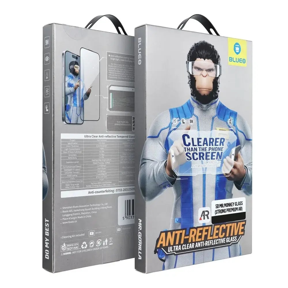 Kaitseklaas iPhone 16, BlueO 5D Mr. Monkey Strong Premium AR