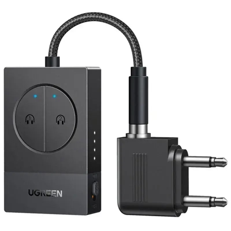 Bluetooth-heliadapter Ugreen BT305, Bluetooth 5.4, kaks 3,5 mm pesa, must