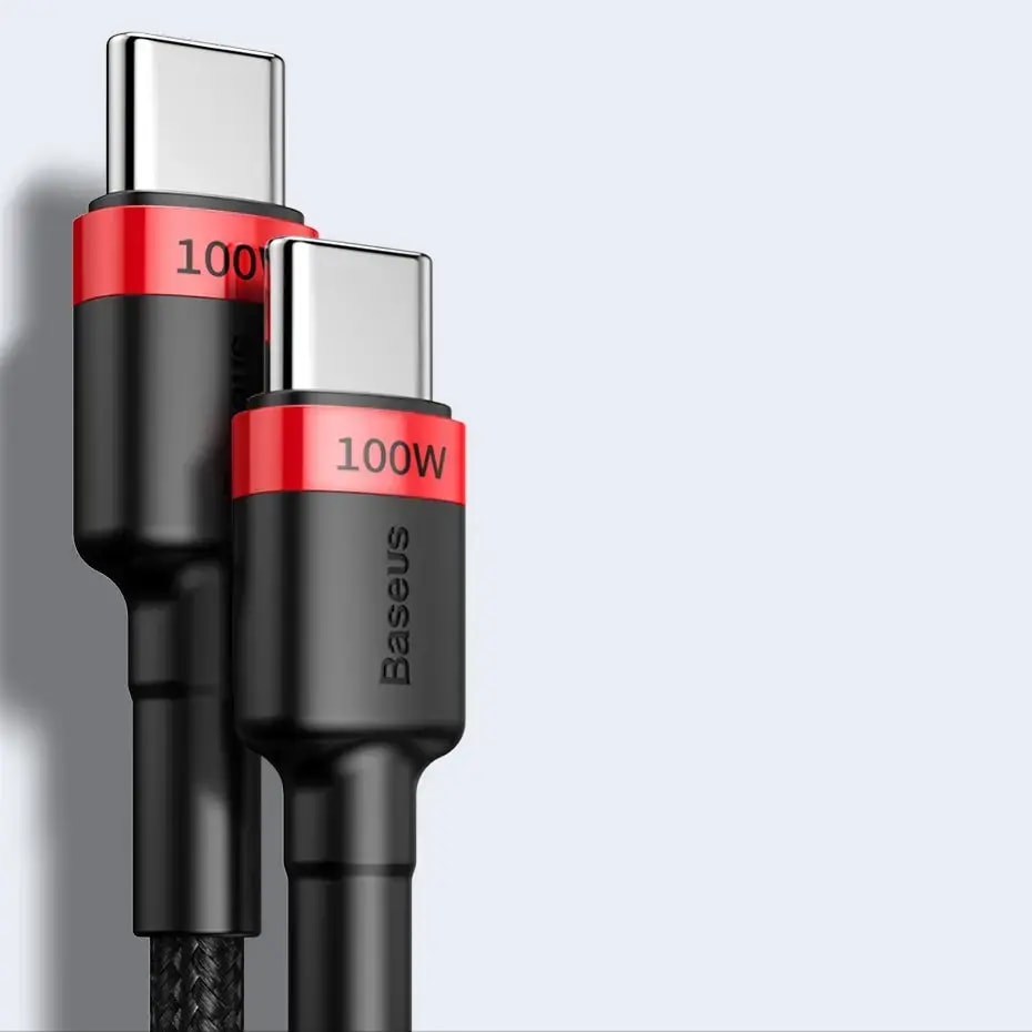 Kaabel USB-C – USB-C Baseus Cafule, 2 m, 100 W, must