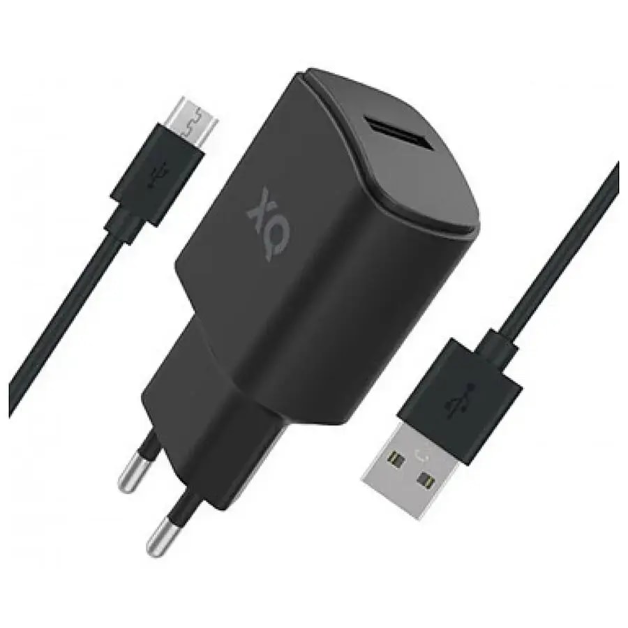 XQISIT wall charger, 12 W, USB-A + USB-C, black
