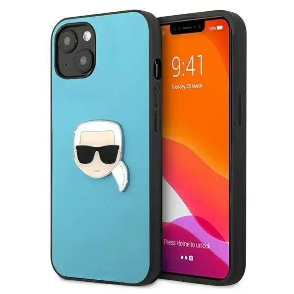Чехол для iPhone 13 Mini Karl Lagerfeld KLHCP13SPKMB Leather Ikonik Karl's Head Metal