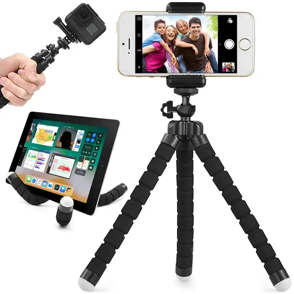 Painduvate jalgadega statiiv Fusion Tripod Flexible, telefonihoidikuga, must