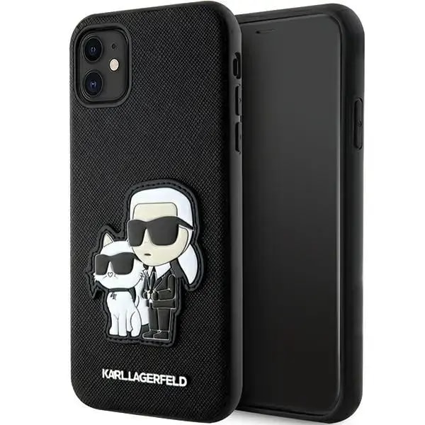 Karl Lagerfeld PU Saffiano Karl And Choupette NFT case for iPhone 11, black