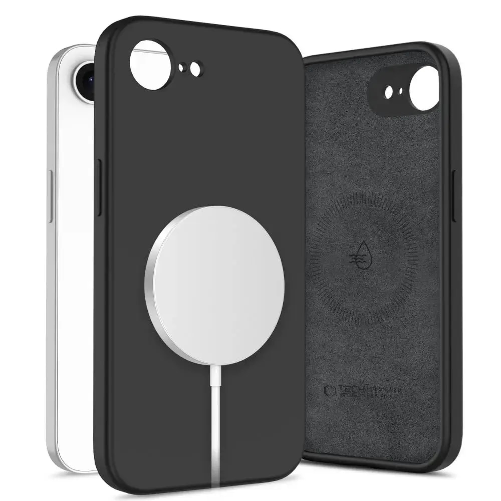 TECH-PROTECT Liquid Silicone case with MagSafe for iPhone 16e, black