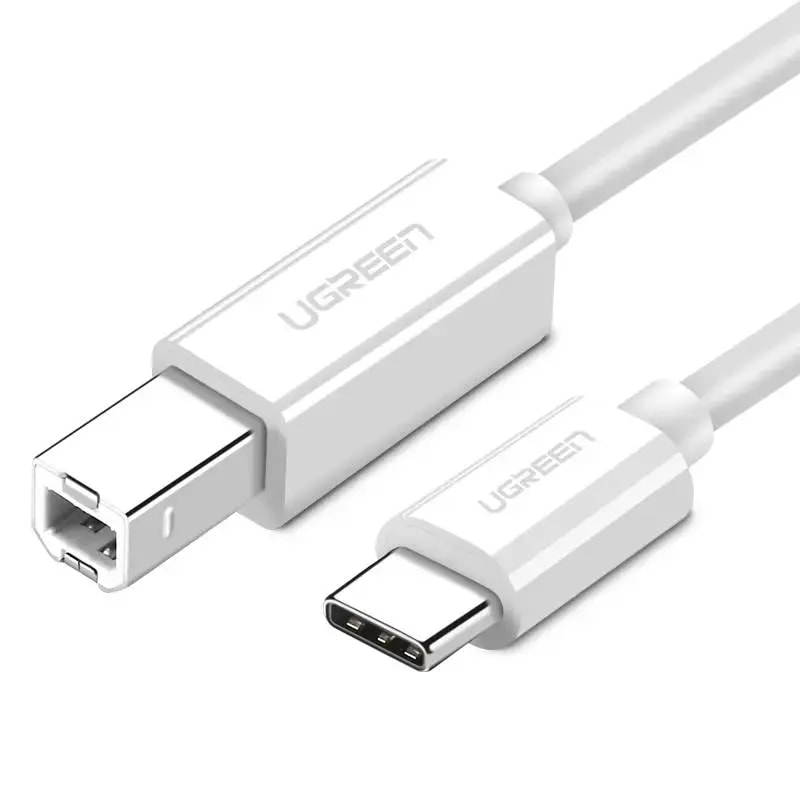 Printerikaabel Ugreen US241, USB-C – USB-B, USB 2.0, 1,5 m, valge