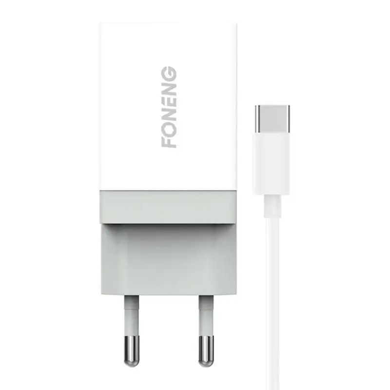 Laadija Foneng K210, 10,5 W, USB-A–USB-C kaabliga, valge