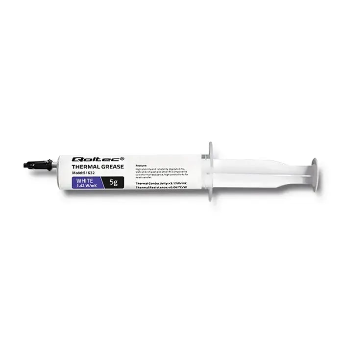 Qoltec 51632 thermal paste, 1.42 W/mK, 5 g, white