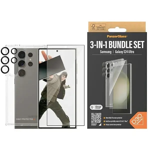 PanzerGlass 3-in-1 protection set for Samsung Galaxy S24 Ultra, case and glass