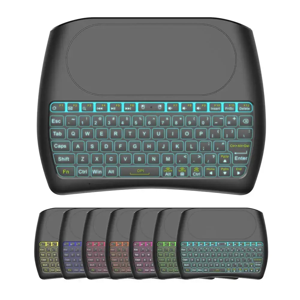 Беспроводная мини-клавиатура Fusion D8 с тачпадом, RGB-подсветка, черная