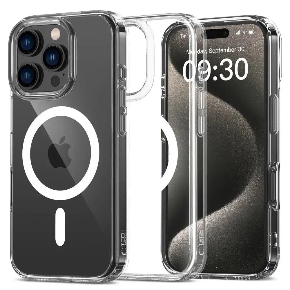 Прозрачный чехол для iPhone 16 Pro Max TECH-PROTECT Flexair Hybrid с MagSafe