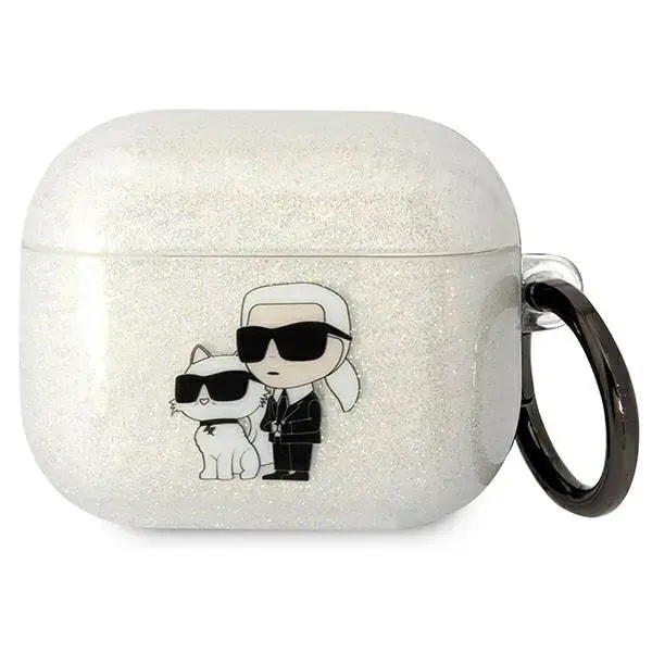 TPU-ümbris Karl Lagerfeld NFT Karl and Choupette AirPods 3 jaoks, valge