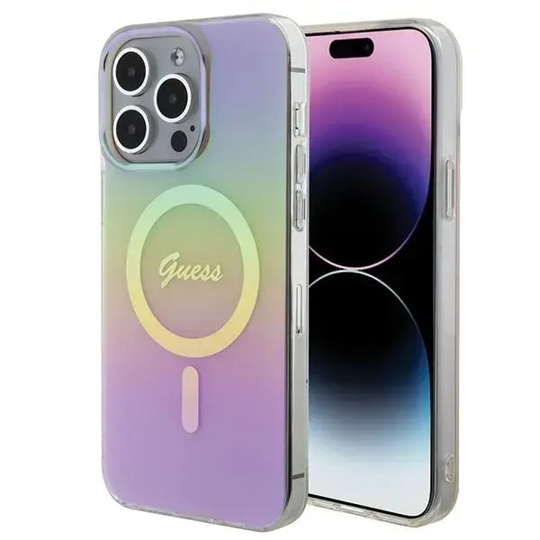 Guess GUHMP15LHITSP IML Iridescent case with MagSafe for iPhone 15 Pro, pink