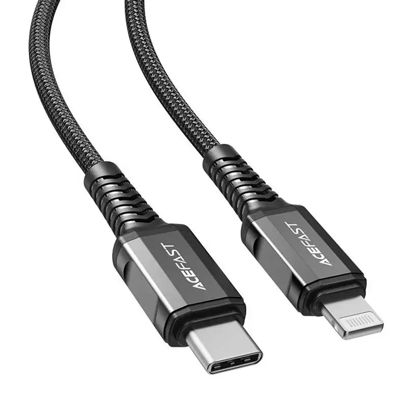 Kaabel USB-C – Lightning Acefast C1-01, 1,2 m, 30 W, MFi, must