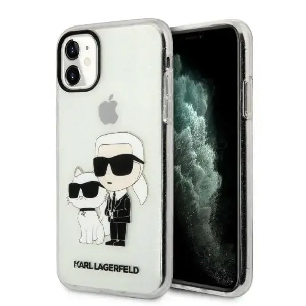 Läbipaistev ümbris iPhone 11, Karl Lagerfeld IML Glitter Karl And Choupette NFT