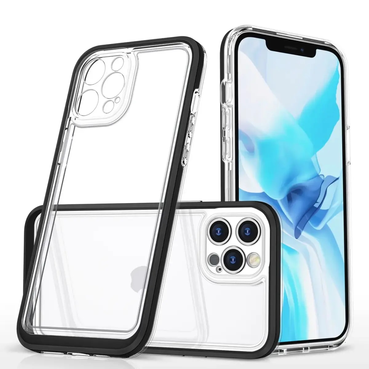 Прозрачный чехол для iPhone 12 Pro Max Hybrid Armor Clear 3-in-1, прозрачный / чёрный