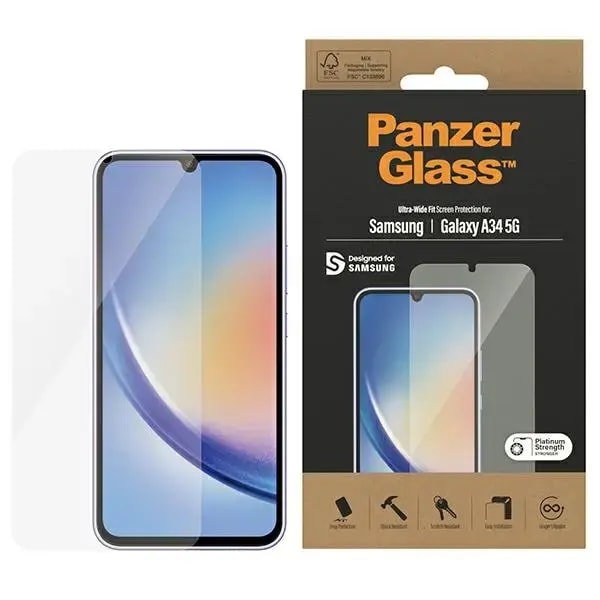 Kaitseklaas Samsung Galaxy A34, PanzerGlass Ultra-Wide Fit