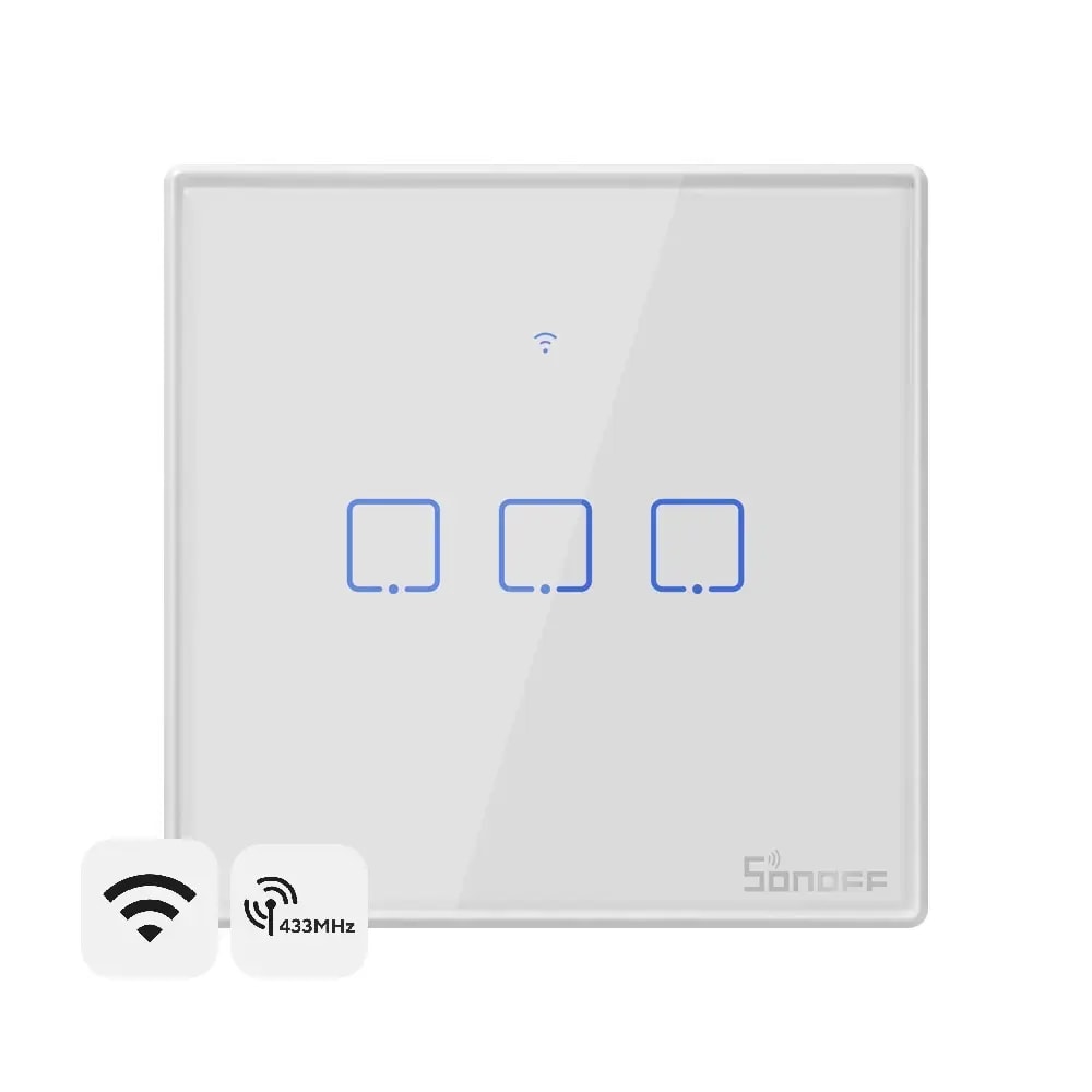 Sonoff TX T2EU3C smart wall switch, RF control