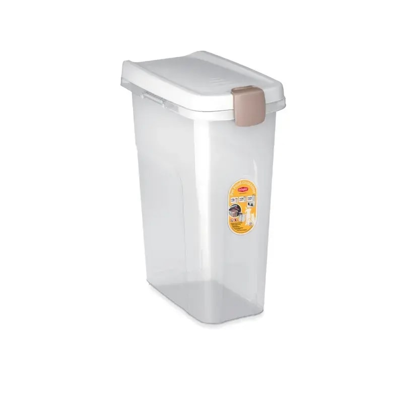 Toidukonteiner Stefanplast lemmikloomatoidule, 25 l / 10 kg, läbipaistev/valge