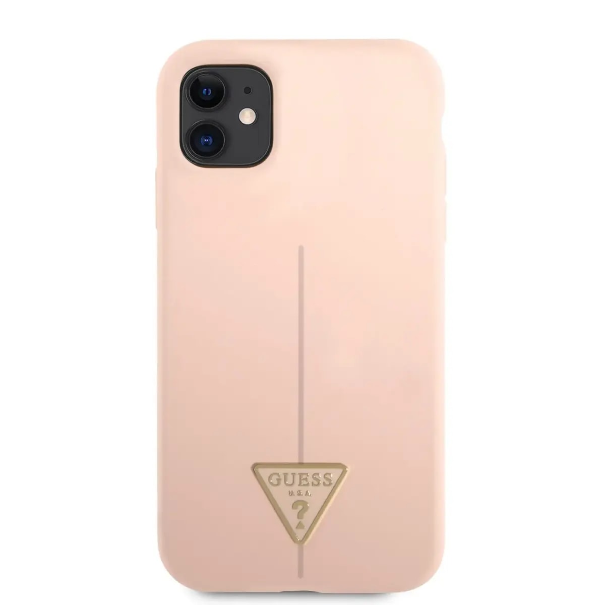 Ümbris iPhone 11, Guess Silicone Line Triangle, roosa