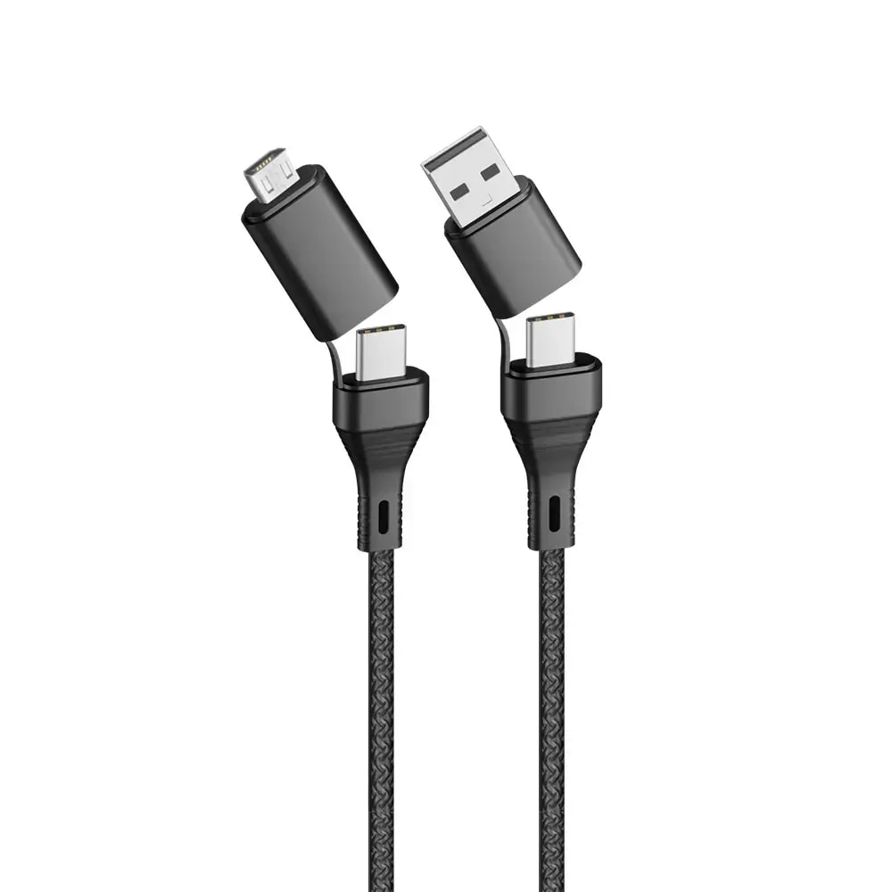 Кабель 4-in-1 USB-A – USB-C / Micro USB Forever CORE, 1,2 м, 15 Вт, чёрный