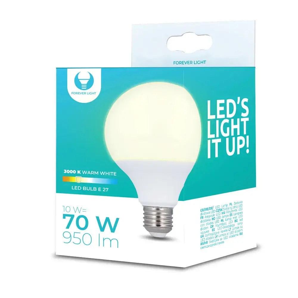 Светодиодная лампа Forever Light E27 G95, 10 Вт, 3000 К, 950 лм