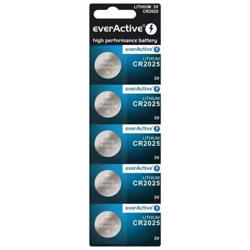 Батарейки-таблетки everActive CR2025, литиевые, 5 шт.