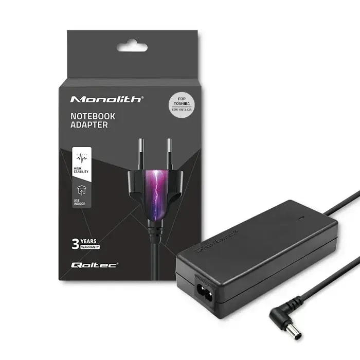 Sülearvuti laadija Qoltec Toshiba jaoks, 65 W, 19 V, 5,5 × 2.5 mm