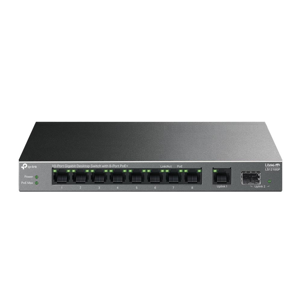 TP-Link LS1210GP network switch, 8 PoE+ ports, 61 W, SFP