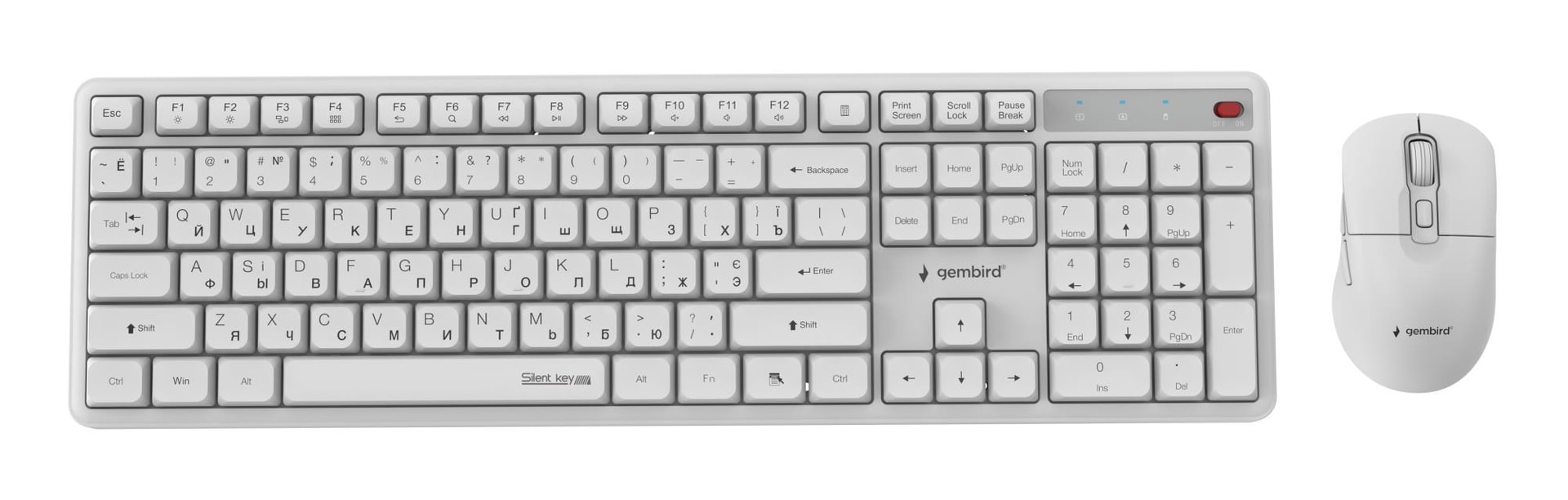 Gembird Wireless Keyboard Mouse Set Cyrillic White