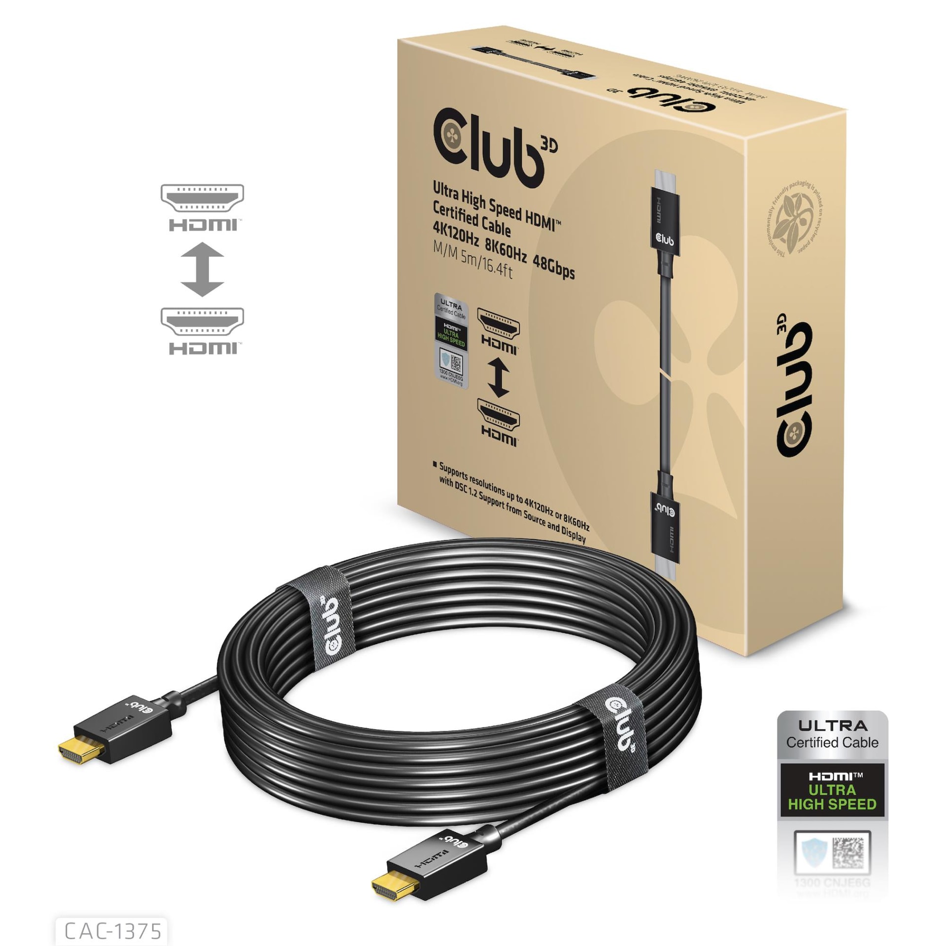 CLUB3D CAC-1375 HDMI 2.1 kaabel 5m – soodne hinnaga